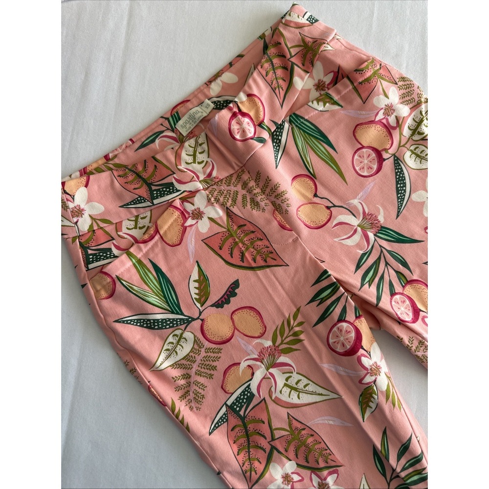Spartina 449 Maren Floral Print Women's Pants XS NWOT Pink / Coral Tummy Control